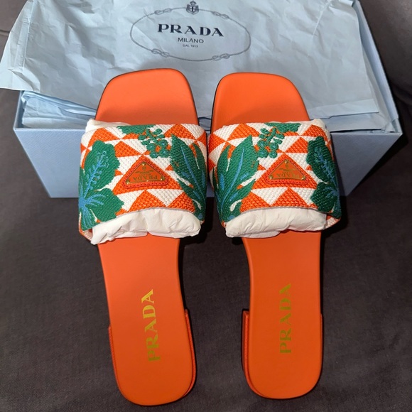 Prada Jacquard hibiscus sandals - Picture 1 of 4